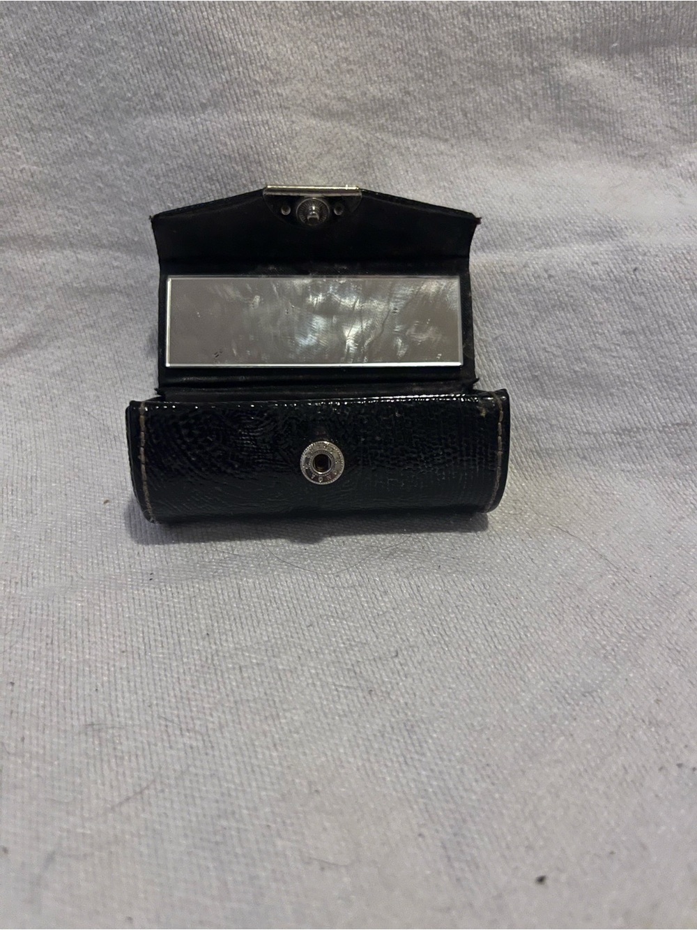 Black Compact Leather Makeup Case with Mirror